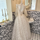 Ivory Spaghetti Straps Sequined Midi-Length & Long Fit Cinched Waist Romantic Dress, Wedding Gown gh7799