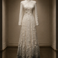 ✨Girlhomeshops-Ombre Ivory Black Beaded 3D Flower Qipao Cheongsam Evening Gown gh10386
