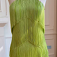 Sage Green Halter Long Evening Gown, V‑Shape Halter Neck, Multi‑Layer Pleated Fringe Tiered Skirt, Triangle Cut Bodice, Flowy Maxi Dress, Prom Party Gown gh8920