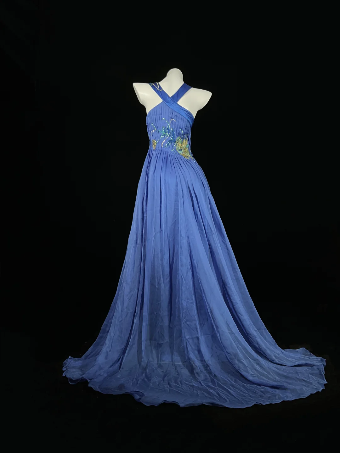 Light Blue Strapless Retro Pattern Split Elegant Long Ball Gown, Evening Dress gh7170