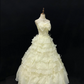 Off-White Strapless Romantic Gown with Bow Detail, Cinched Waist, Fluffy Tiered Skirt, Wedding Dress & Bridal Gown gh8174