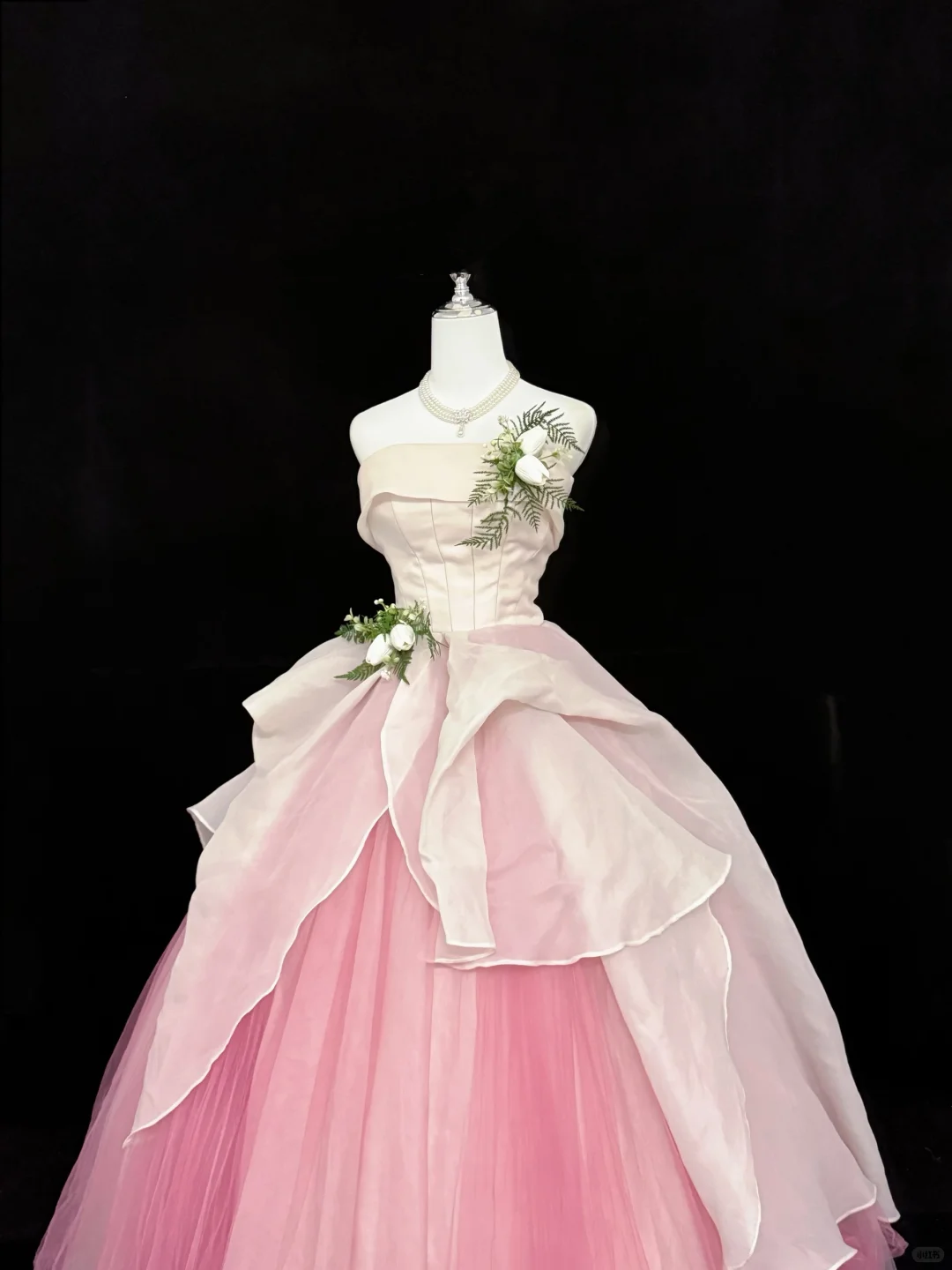 Blush Pink Strapless Cinched Waist Voluminous Skirt Romantic Dress, Wedding Gown gh7904