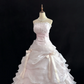 Blush Pink Strapless Cute Romantic Gown with Cinched Waist & Voluminous Princess Skirt, Wedding Dress & Bridal Gown gh8129