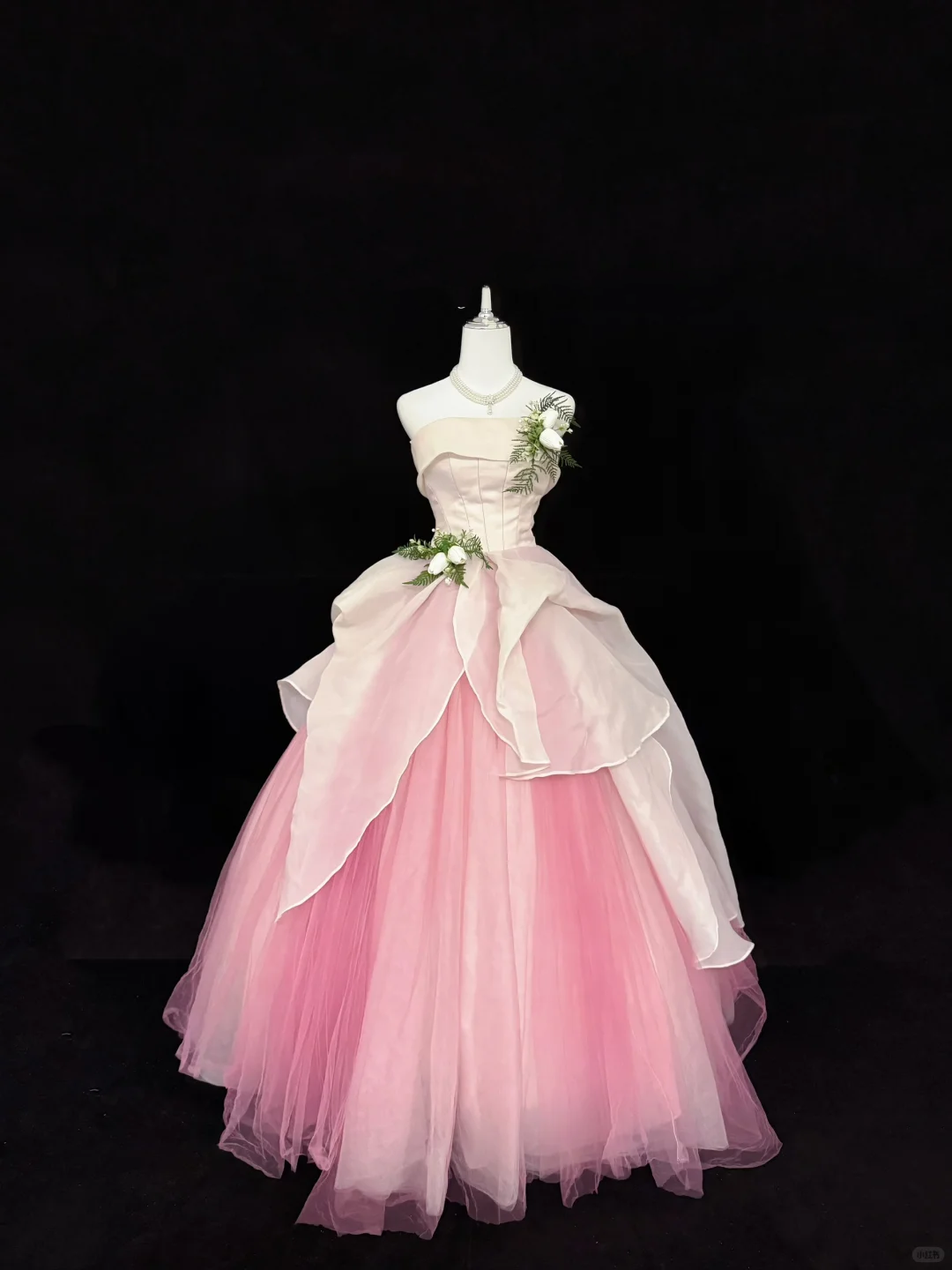 Blush Pink Strapless Cinched Waist Voluminous Skirt Romantic Dress, Wedding Gown gh7904
