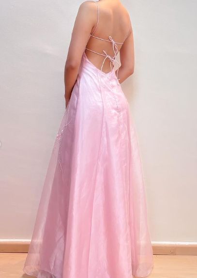 Robe de soirée longue en satin et tulle à bretelles spaghetti, élégante et exquise, rose, à la mode, robe de bal, robe de soirée, robe de remise de diplôme, gh3487