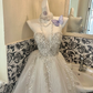 Ivory Strapless Rhinestone Waist-Cinched Full Flared Skirt Long Romantic Dress, Wedding Gown gh7765