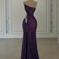 Girlhomeshops - Robe de soirée longue à paillettes, violette, brillante, élégante et sexy, fendue, gh5034