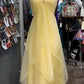 Yellow Elegant Sweet Sleeveless A-Line Tulle Long Chiffon Ball Gown Party Dress Bridesmaid Dress Wedding Guest Party Dress gh4116