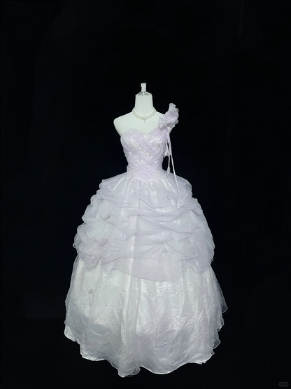 Lavender Cinched Waist Voluminous Princess Skirt Elegant Romantic Dress, Wedding Gown gh7995