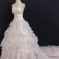 Blush Pink Strapless Long Elegant Romantic Gown with Fitted Waist and Fluffy Princess Skirt, Wedding Dress & Bridal Gown gh8306