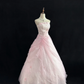 Blush Pink Strapless Romantic Gown with Embroidery, Cinched Waist & Voluminous Princess Skirt, Wedding Dress & Bridal Gown gh8130