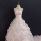 Blush Pink Strapless Long Elegant Romantic Gown with Fitted Waist and Fluffy Princess Skirt, Wedding Dress & Bridal Gown gh8306
