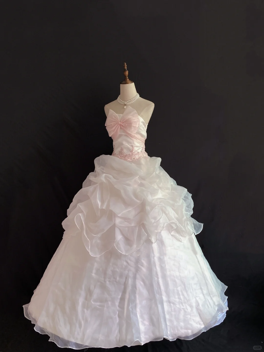 Blush Pink Strapless Romantic Gown With Bow Details, Cinched Waist & Voluminous Princess Skirt, Wedding Dress, Bridal Gown gh8260