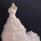 Blush Pink Strapless Long Elegant Romantic Gown with Fitted Waist and Fluffy Princess Skirt, Wedding Dress & Bridal Gown gh8306