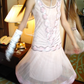 Light Pink Vintage Sequin & Beaded Fitted Waist Elegant Luxury Prom Gown, Evening Party Dress gh8356