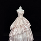 Blush Pink Satin Strapless Cinched Waist Multi-Layer Voluminous Skirt Romantic Dress, Wedding Gown gh7905