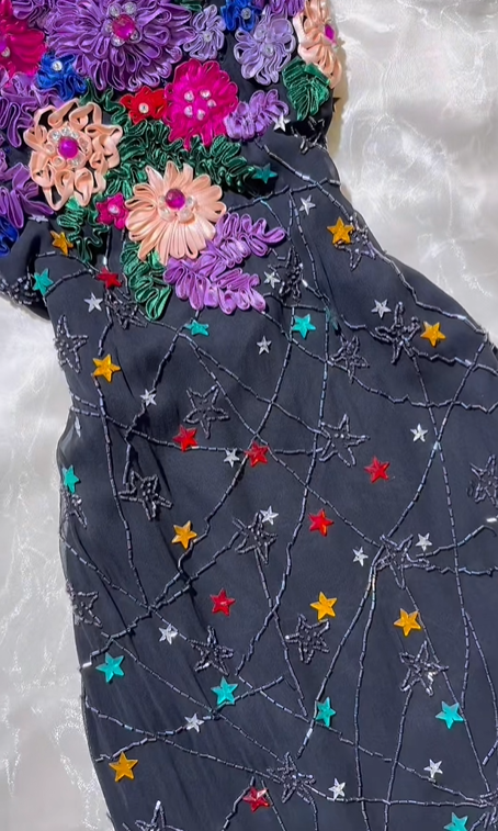 Sexy Vintage Prom & Evening Party Dress, Black Base Strapless Gown With Floral Print, Fitted Waist Slim Silhouette gh8590