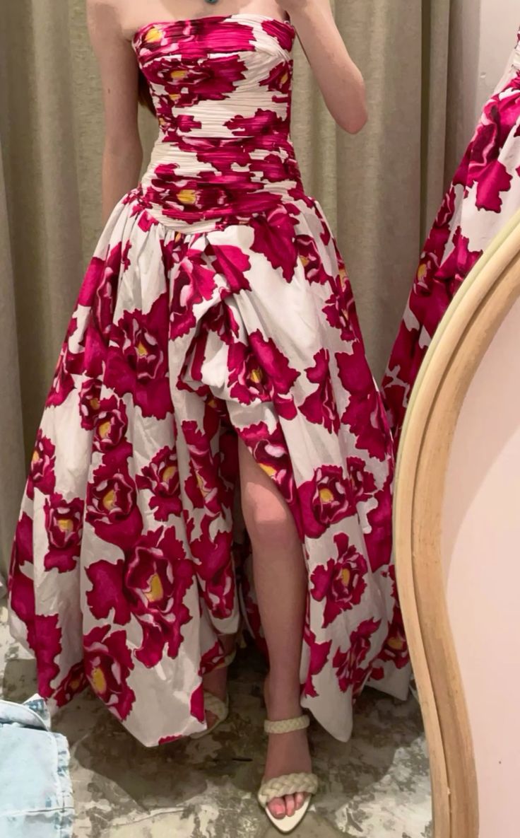 girlhomeshops - Robe de bal longue en satin et mousseline de soie à fleurs rouges, gh5928