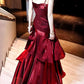 Burgund/Grün Chic Süße Lange Rüschen Ballkleid Abendkleid Partykleid gh4318