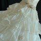 Off-white Strapless Romantic Long Gown, Cinched Waist, Fluffy Tiered Cake Skirt, Classic Elegant Style, Wedding Dress & Bridal Gown gh8261