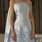 Wunderschönes, exquisites, florales, mit Perlen verziertes, langes Satin-Ballkleid, Abendkleid, Abschlusskleid, gh3275