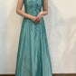 Grün Charming Fashion Exquisite Perlen Lange Elegante Tüll Satin Ballkleid Abendkleid Partykleid gh3435