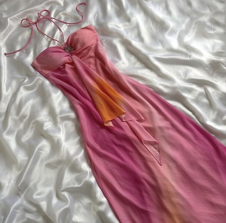Robe de soirée élégante en mousseline de soie rose magnifique, sans bretelles, dégradée, longue, gh3179