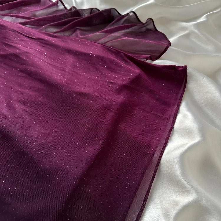 Robe de soirée longue en tulle violet brillant et élégant avec bretelles dégradées gh3203