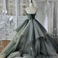 Forest Green Gradient Ball Gown Beaded Strapless & Oversized Tulle  gh7064