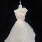 Blush Pink Floral Spaghetti Straps Cinched Waist Ruched Voluminous Skirt Long Romantic Dress, Wedding Gown gh8043