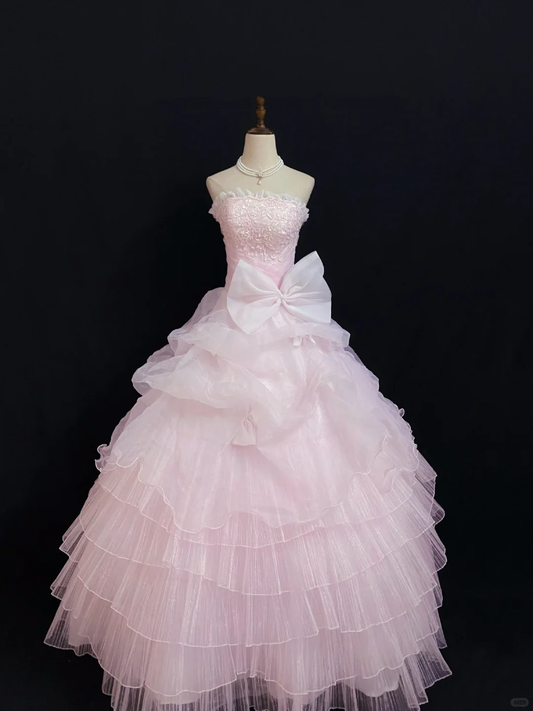 Blush Pink Strapless Long Romantic Gown with Fitted Waist and Fluffy Princess Skirt, Wedding Dress & Bridal Gown gh8308