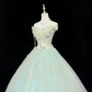 Sage Green Off-the-Shoulder Floral Design Cinched Waist Voluminous Skirt Romantic Dress, Wedding Gown gh7907