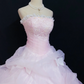 Blush Pink Strapless Long Romantic Gown with Fitted Waist and Fluffy Princess Skirt, Wedding Dress & Bridal Gown gh8308