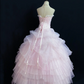 Blush Pink Strapless Long Romantic Gown with Fitted Waist and Fluffy Princess Skirt, Wedding Dress & Bridal Gown gh8308