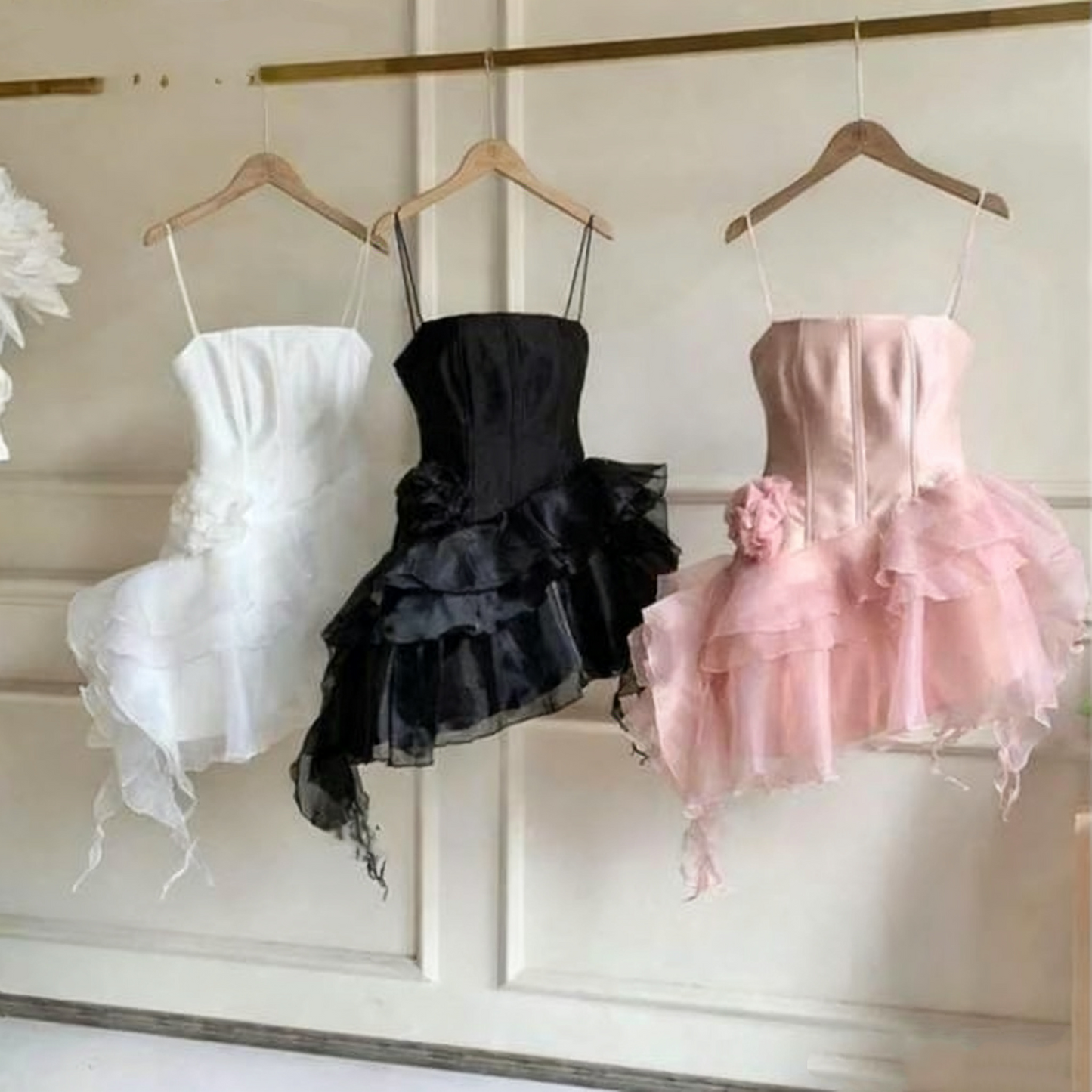 Robe de soirée courte en mousseline de soie rose à imprimé floral fantaisie pour femme, tenue de fête d'anniversaire, gh4727
