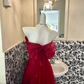 Red Strapless Waist-Cinched Boned Slimming Sexy Long Romantic Dress, Wedding Gown gh7767