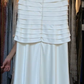 White Bateau Neck Satin Formal Gown Layered Pleats 3D Flower Sheath Long Evening Prom Dress gh9795