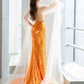 Orange Gorgeous Shiny Elegant Long Sleeve Tulle Long Sequin Mermaid Slim Ball Gown Evening Dress Party Dress gh3386