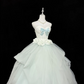 Mint Green Strapless Cinched Waist Bow Voluminous Princess Skirt Romantic Dress, Wedding Gown gh7908