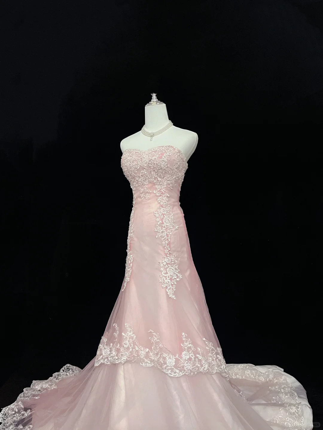 Blush Pink Strapless, Cinched Waist, Slim Fit Embroidered Sexy Mermaid Skirt Long Romantic Dress, Wedding Gown gh8044