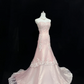 Blush Pink Strapless, Cinched Waist, Slim Fit Embroidered Sexy Mermaid Skirt Long Romantic Dress, Wedding Gown gh8044