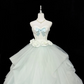 Mint Green Strapless Cinched Waist Bow Voluminous Princess Skirt Romantic Dress, Wedding Gown gh7908