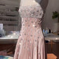 Girlhomeshops - Robe de soirée courte en satin rose, magnifique et exquise, ornée de perles, gh5306