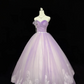 Romantic Wedding Gown, Lavender Strapless, Cinched Waist, Voluminous Full Skirt gh7909