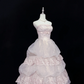 Blush Pink Strapless Cinched Waist Voluminous Princess Skirt Romantic Dress, Wedding Gown gh8045