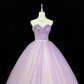 Romantic Wedding Gown, Lavender Strapless, Cinched Waist, Voluminous Full Skirt gh7909