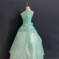 Teal Strapless Long Romantic Gown with Fitted Waist and Fluffy Princess Skirt, Wedding Dress & Bridal Gown gh8310