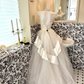 Ivory Beaded Waist-Cinched Figure-Flattering Voluminous Skirt Long Romantic Dress, Wedding Gown gh7737