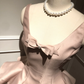 Rosa Süßes Niedliches Elegantes Kurzes Tüll Satin Schleife Dekoration Homecoming Kleid Abendkleid Geburtstagsparty Kleid Ballkleid Ballkleid gh4077