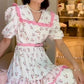 girlhomeshops-Rosa Kurzärmeliges Urlaubskleid gh5934